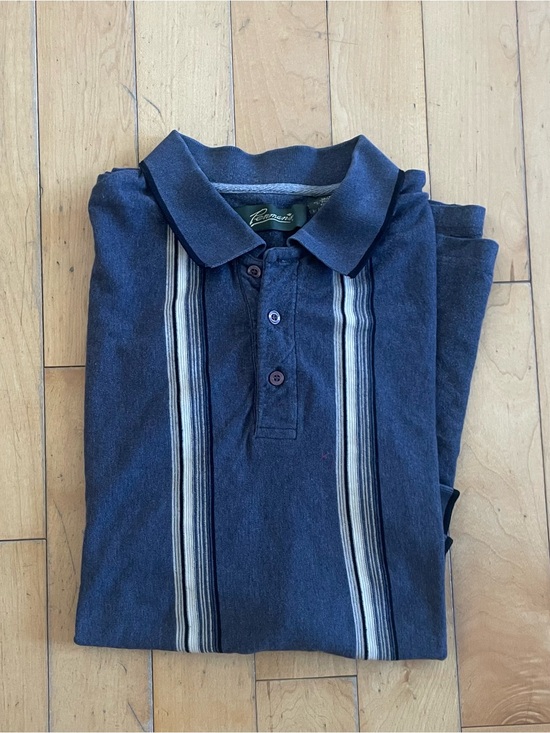 Other - Classic Men's Navy Polo with Vertical Contrast Stripes